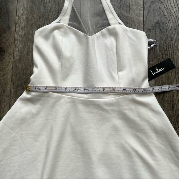NWT Lulu's White Mesh Light and Grace Halter Skater Dress 
Size Medium - Picture 13 of 14